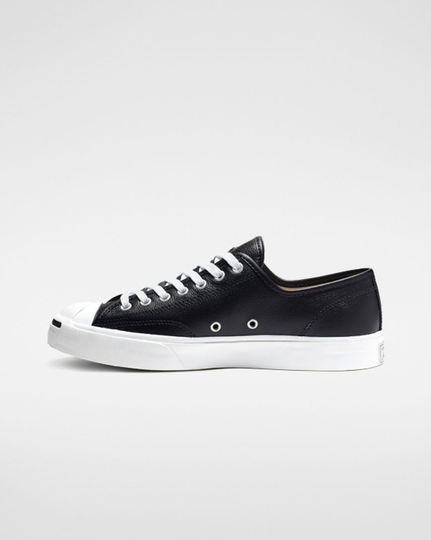 Zapatillas Bajas Converse Jack Purcell Cuero Hombre Negras Blancas | PE 257480